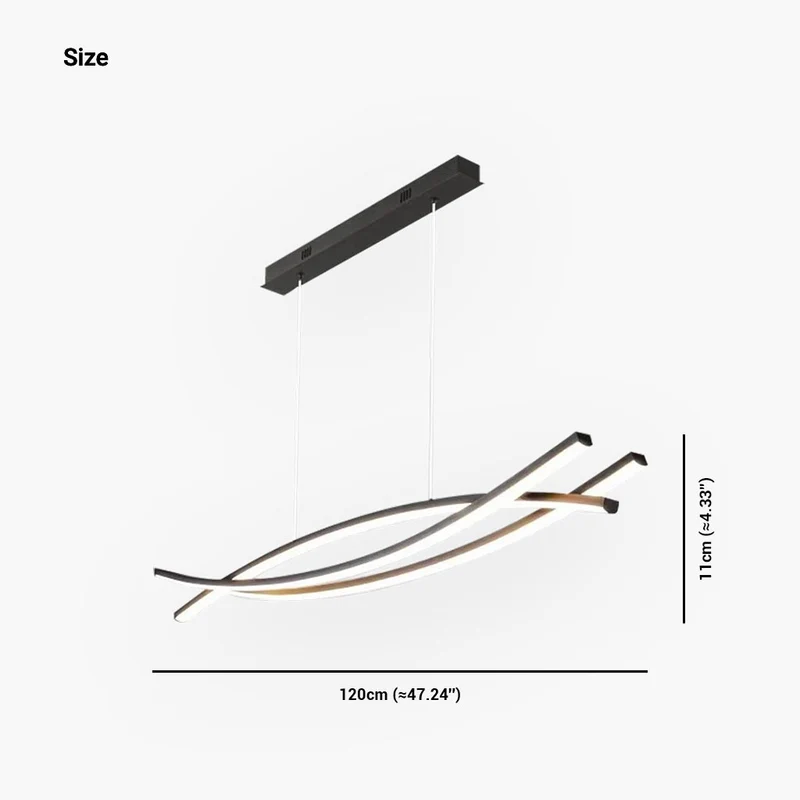 Pendant Chandelier Light Nordic Minimalist Three Bars Dimmable LED, Black