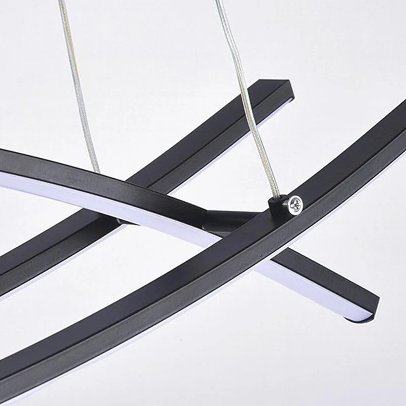 Pendant Chandelier Light Nordic Minimalist Three Bars Dimmable LED, Black
