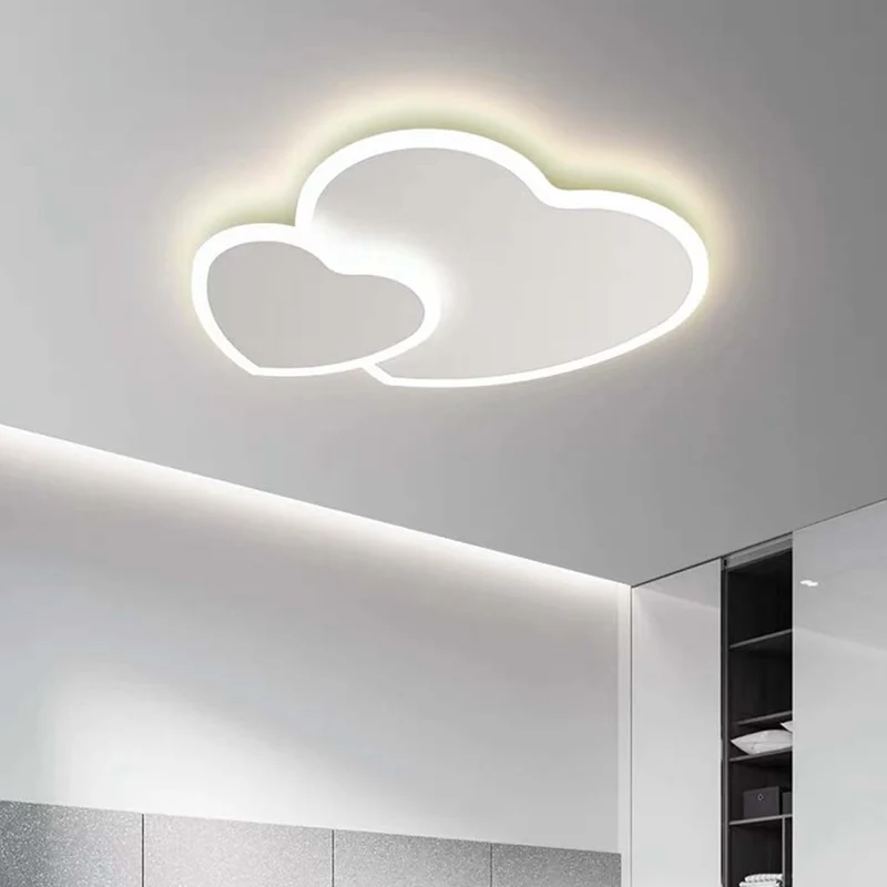 Ceiling Light Minimalist Heart Shape LED for Girls Room, White