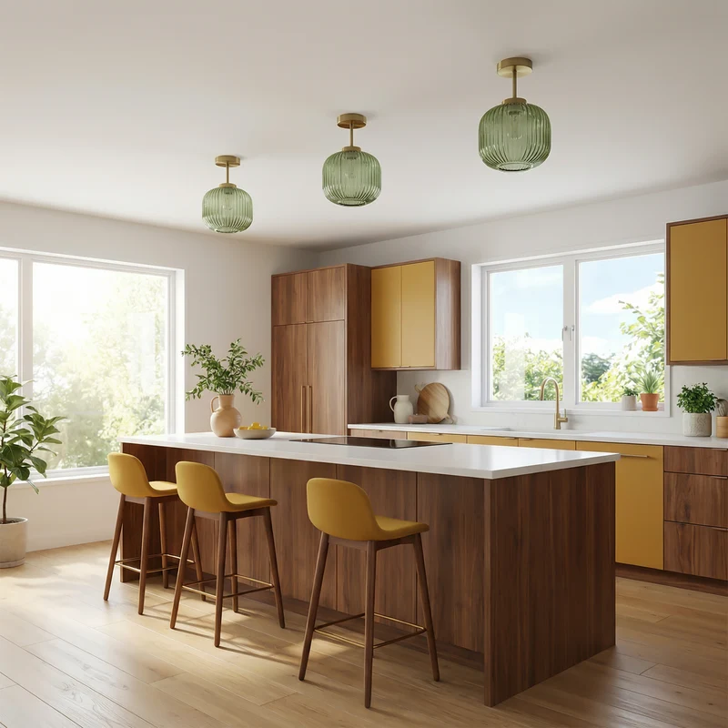 Retro-Deckenleuchte aus geriffeltem Glas für Wohnzimmer und Flur – Crescianea