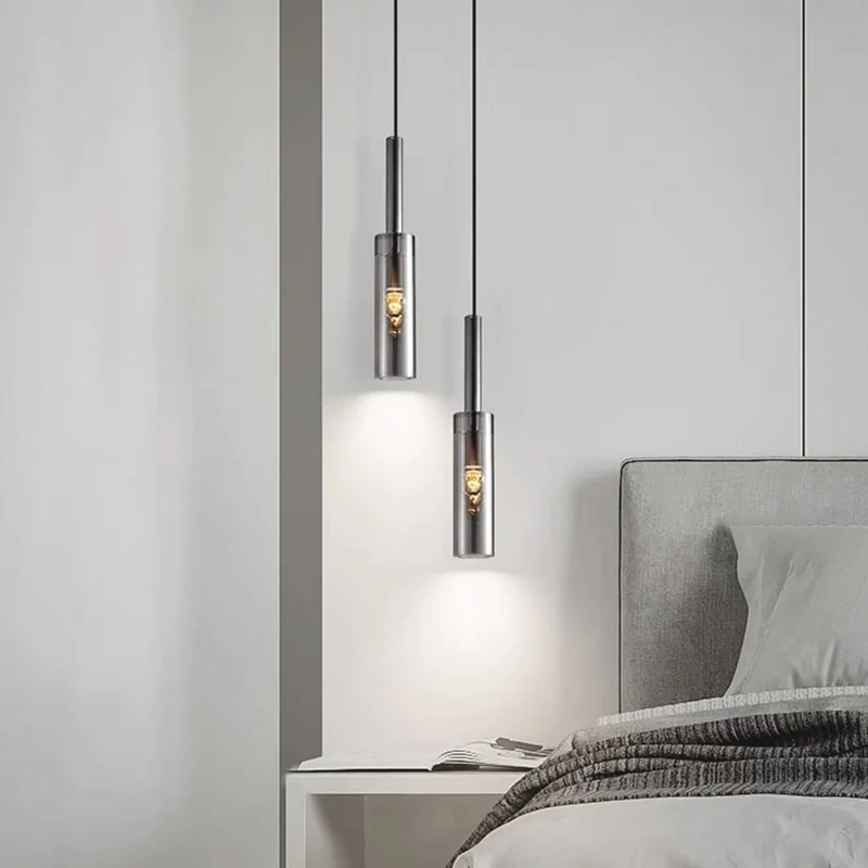 Pendant Light Minimalist Stylish Copper Crystal Tube, Black