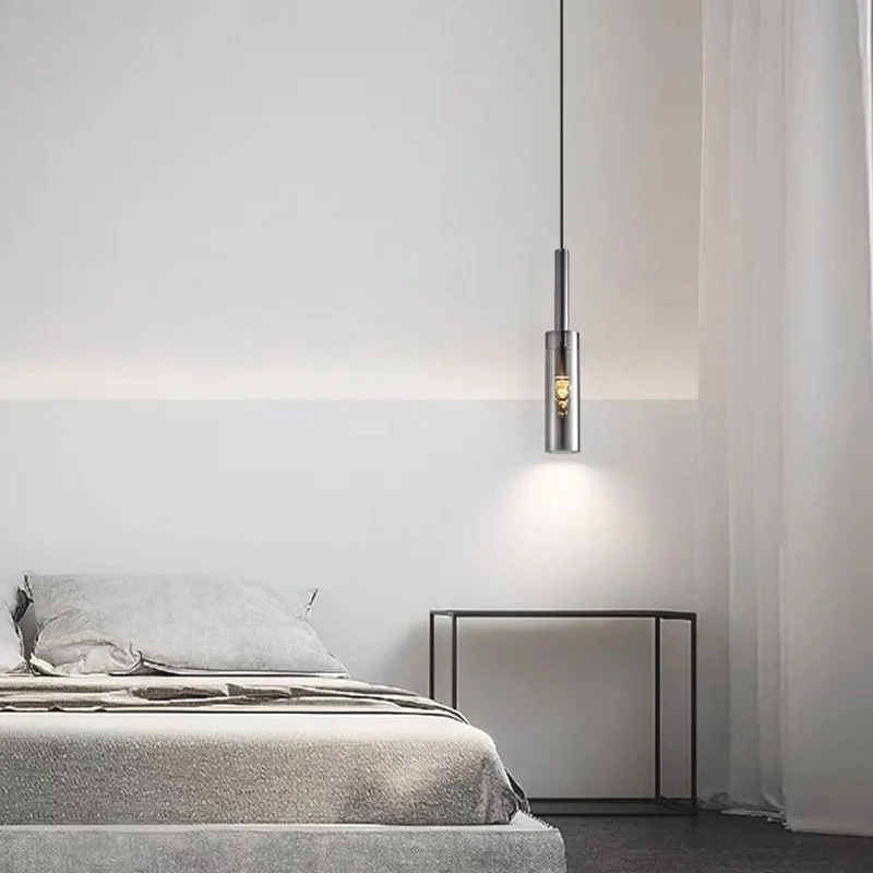 Pendant Light Minimalist Stylish Copper Crystal Tube, Black