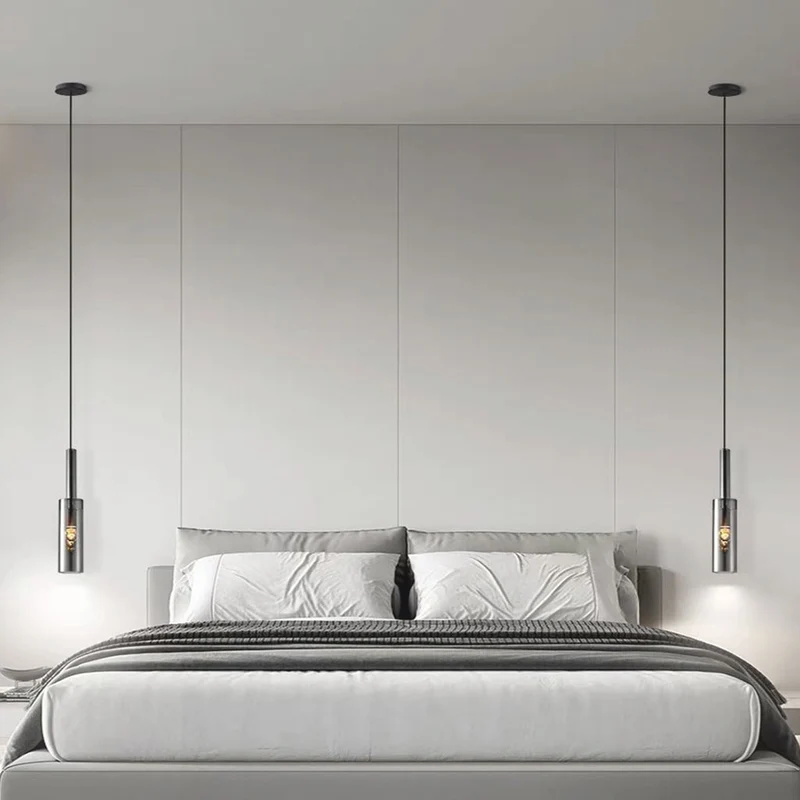 Pendant Light Minimalist Stylish Copper Crystal Tube, Black