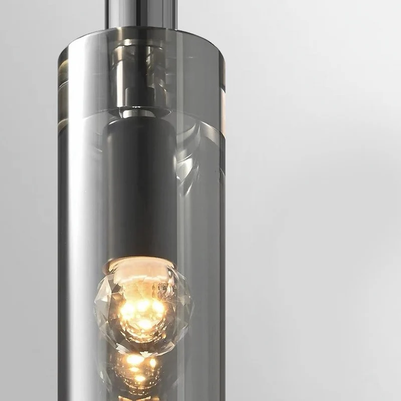 Pendant Light Minimalist Stylish Copper Crystal Tube, Black