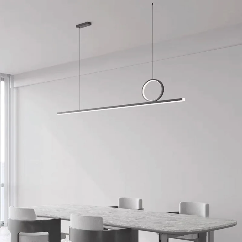 Pendant Light Minimalist Geometric Copper Linear LED, Black / Gold