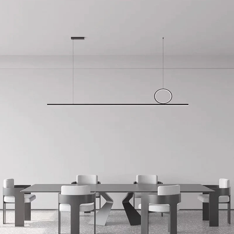 Pendant Light Minimalist Geometric Copper Linear LED, Black / Gold