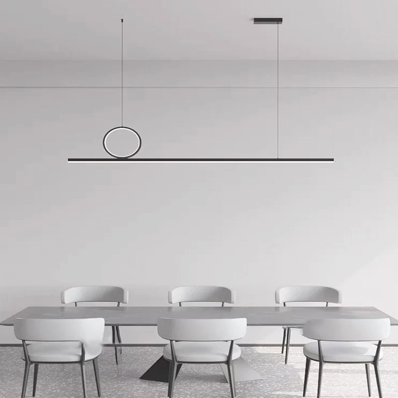 Pendant Light Minimalist Geometric Copper Linear LED, Black / Gold