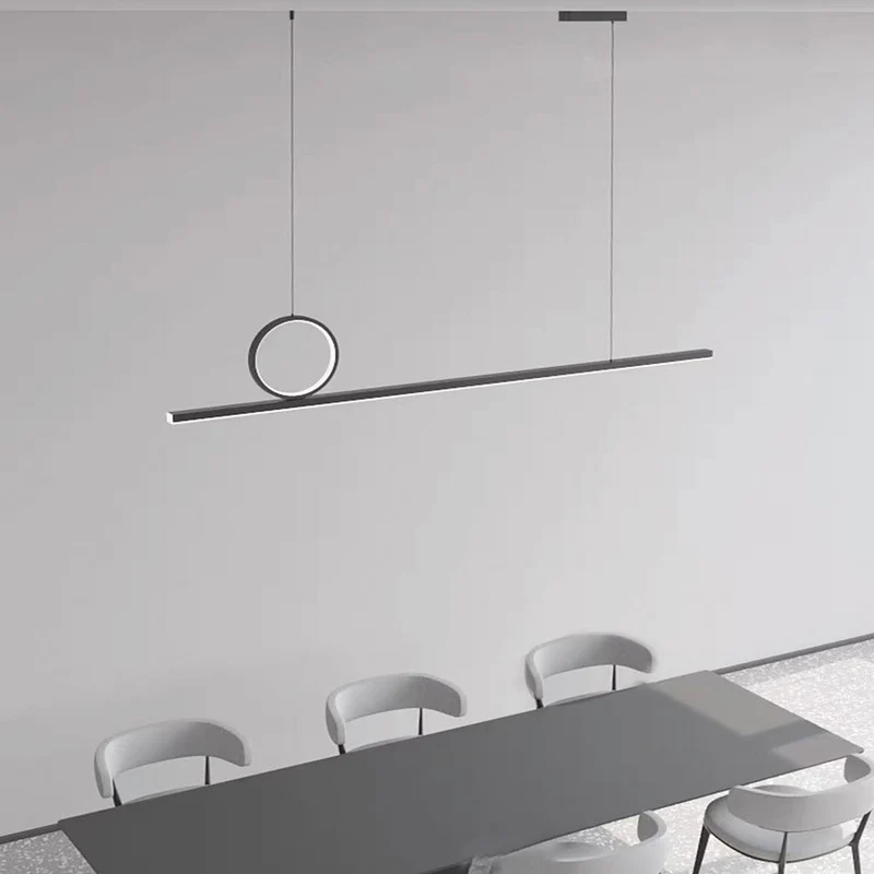 Pendant Light Minimalist Geometric Copper Linear LED, Black / Gold