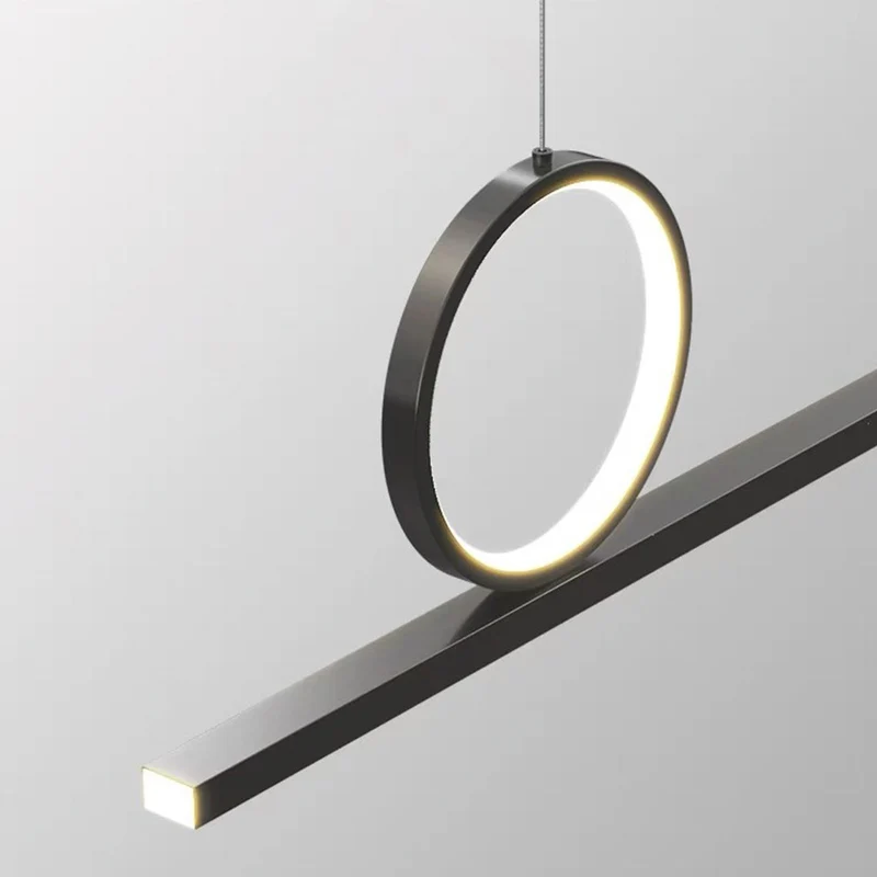 Pendant Light Minimalist Geometric Copper Linear LED, Black / Gold