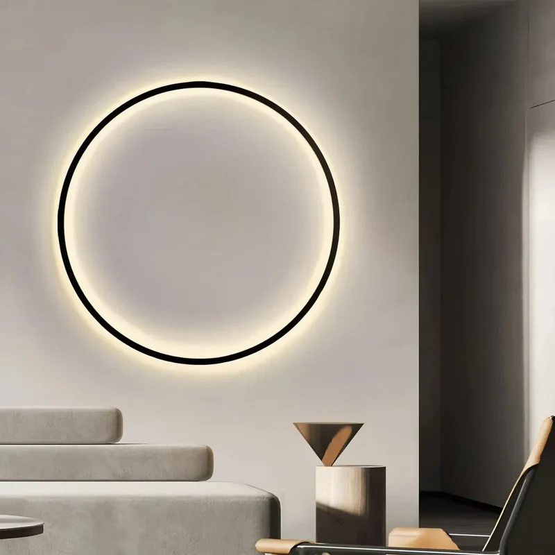 Moderne LED-Ring-Wandleuchte für das Wohnzimmer mit Akku