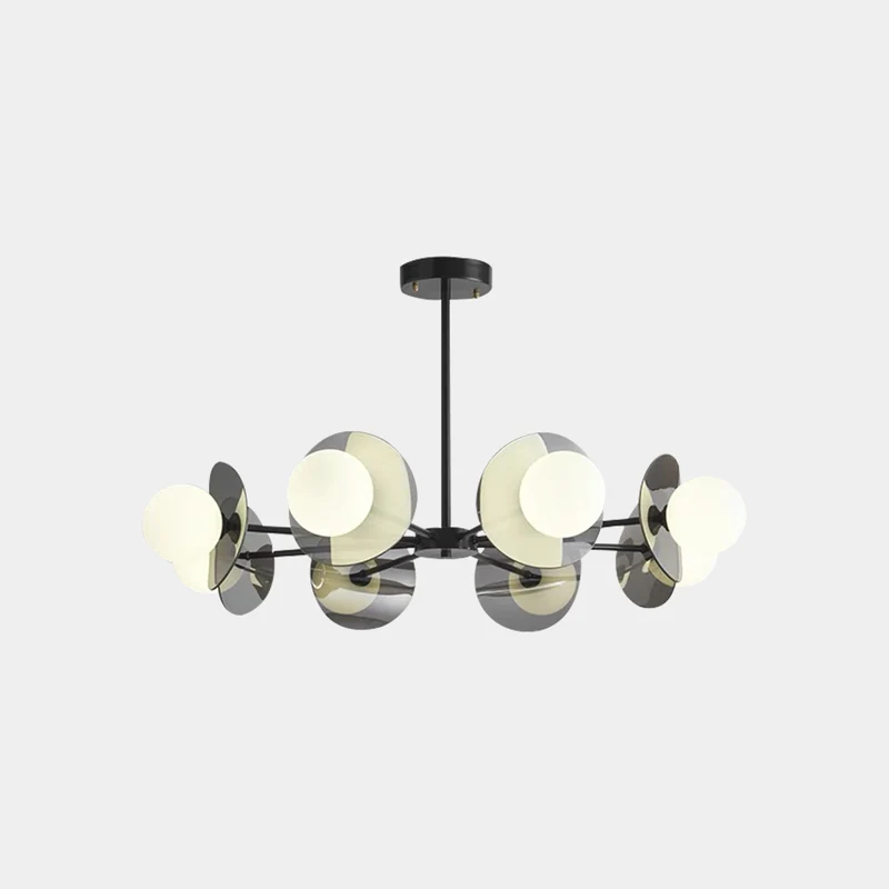 Living Room Chandelier Modern Italian Black Copper White Glass Globe