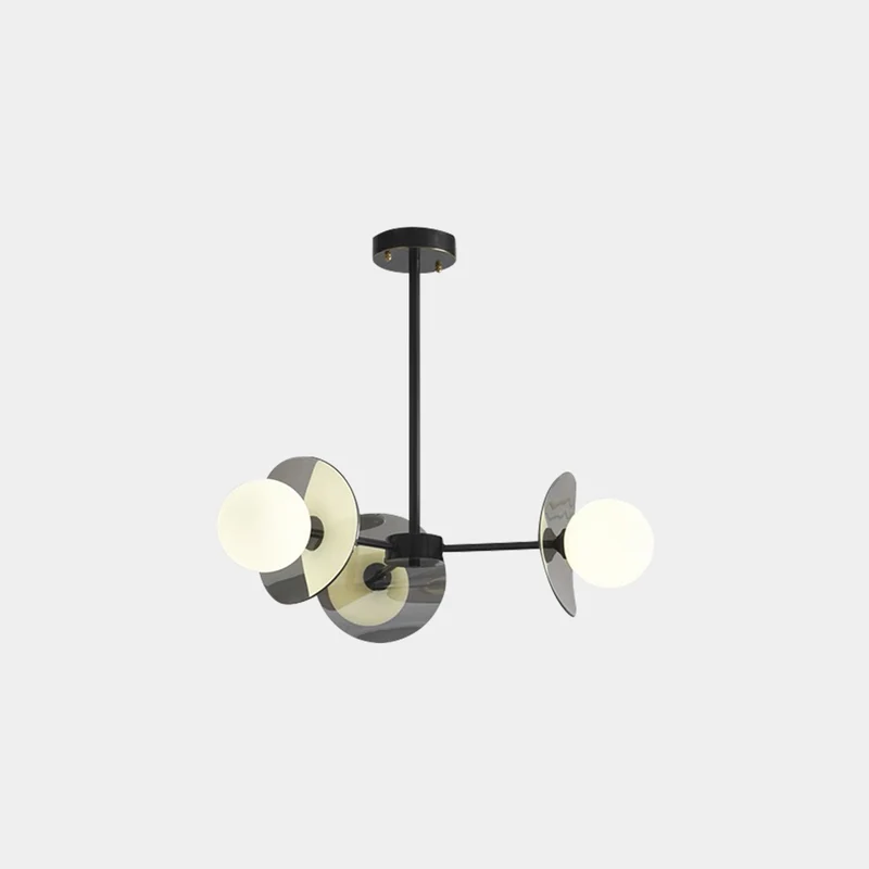 Living Room Chandelier Modern Italian Black Copper White Glass Globe