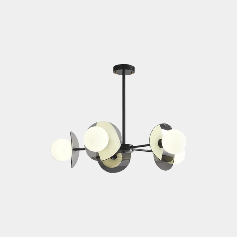 Living Room Chandelier Modern Italian Black Copper White Glass Globe