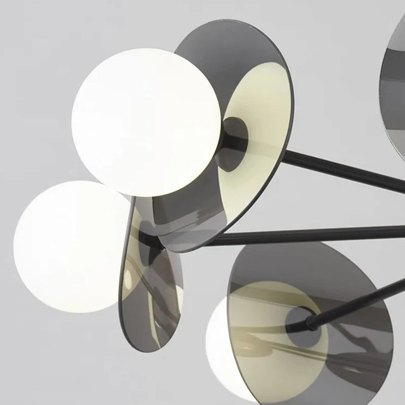 Living Room Chandelier Modern Italian Black Copper White Glass Globe