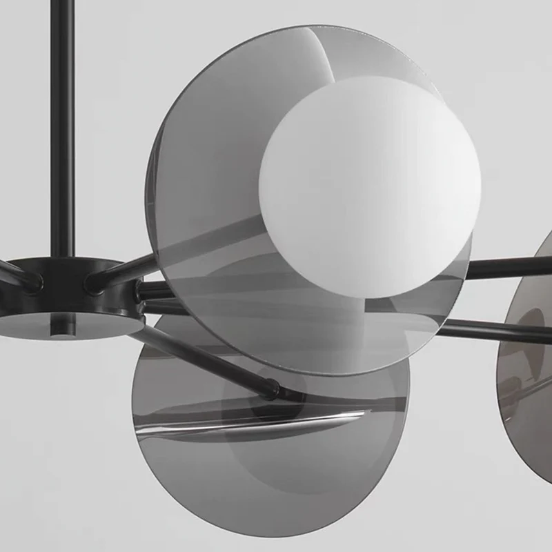 Living Room Chandelier Modern Italian Black Copper White Glass Globe