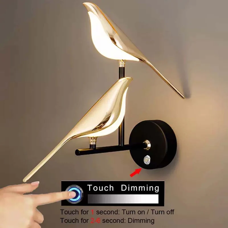 Wall Light Lamp Modern Decorative Magpie Bird Indoor LED