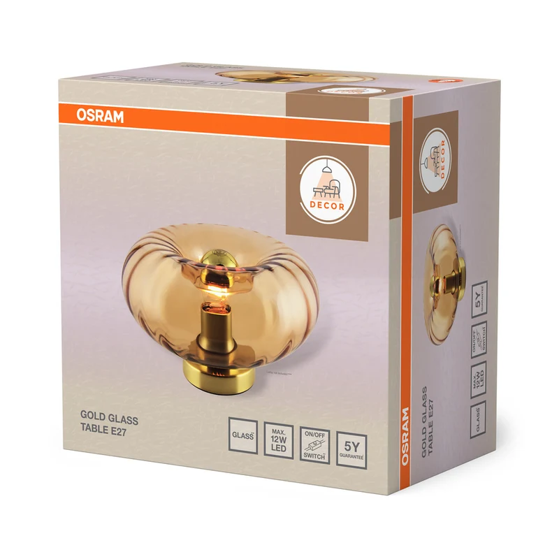 OSRAM DECOR Gold Glass Tischleuchte E27 Gold