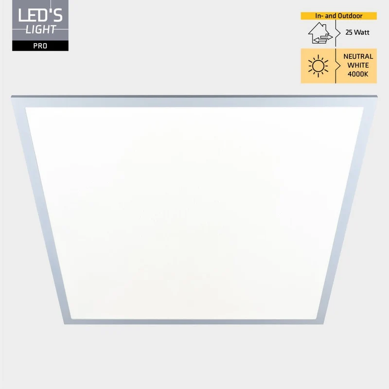 LED-Panel Light Pro – 180 lm/W – 25 W, 4500 lm, 4000 K, UGR < 19 – 620 x 620 mm – Lifud-Treiber – Weiß – Deutsche Größe