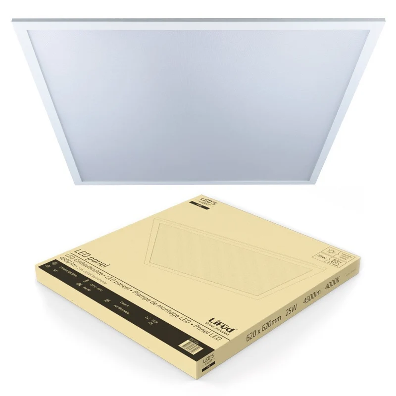 LED-Panel Light Pro – 180 lm/W – 25 W, 4500 lm, 4000 K, UGR < 19 – 620 x 620 mm – Lifud-Treiber – Weiß – Deutsche Größe