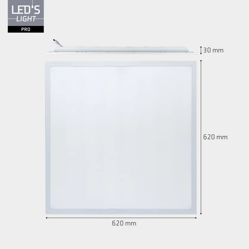 LED-Panel Light Pro – 180 lm/W – 25 W, 4500 lm, 4000 K, UGR < 19 – 620 x 620 mm – Lifud-Treiber – Weiß – Deutsche Größe