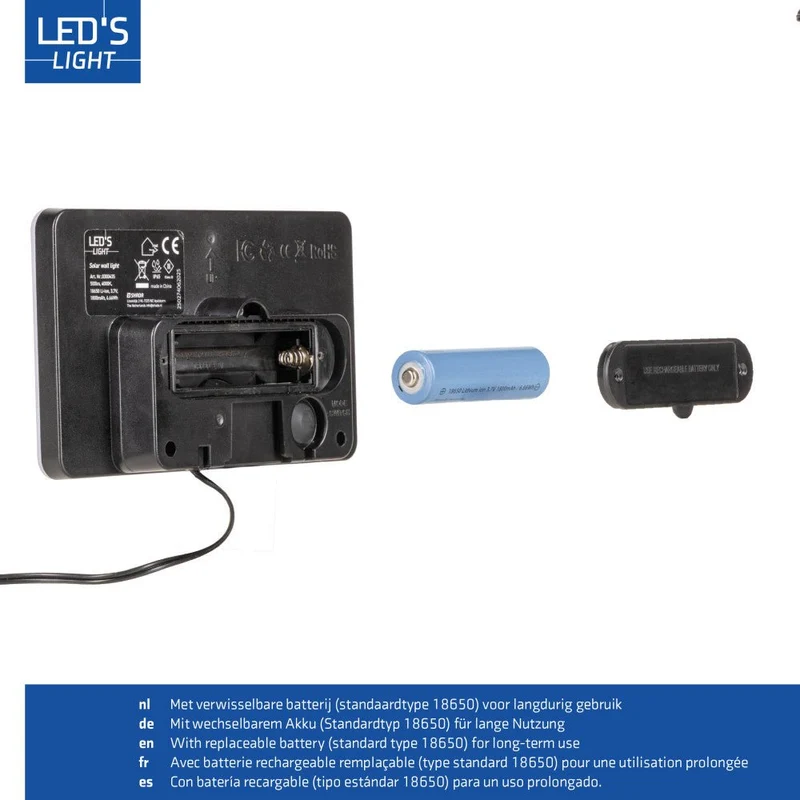 LED Solar Außenleuchte 500lm 4000K neutralweiß IP65 Schwarz - LED's Light