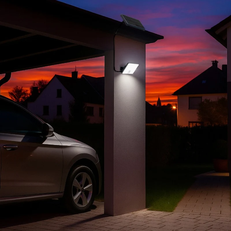 LED Solar Außenleuchte 500lm 4000K neutralweiß IP65 Schwarz - LED's Light