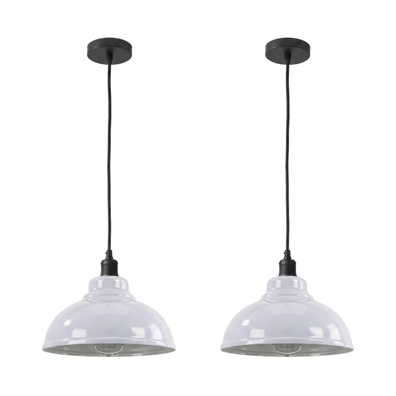 2er Set Vintage Kuppelleuchte – Skandinavische Halbschalen Pendellampe | Ø 29cm | E27 ~3648