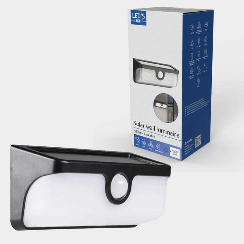 Verbindbare LED-Solar-Wandleuchte mit Bewegungssensor 500lm 4000K IP65 - LED's Light