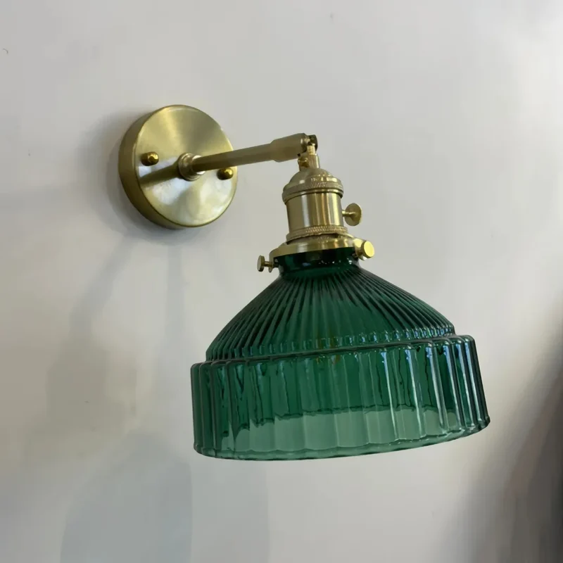 Vintage Wandleuchte aus Glas und Messing für Schlafzimmer