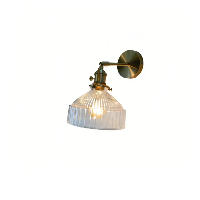 Vintage Wandleuchte aus Glas und Messing für Schlafzimmer