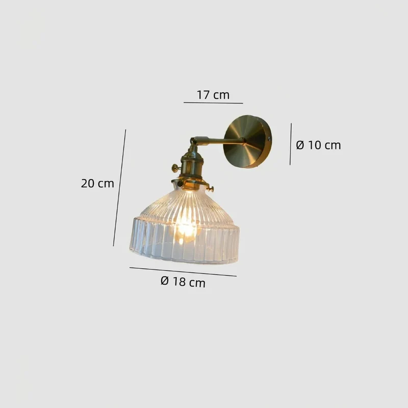 Vintage Wandleuchte aus Glas und Messing für Schlafzimmer