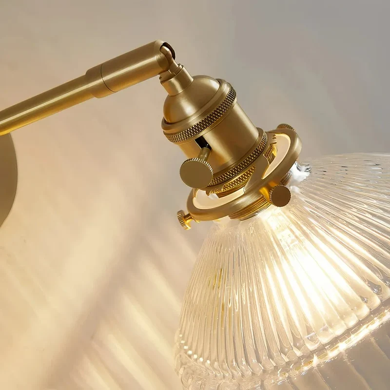 Vintage Wandleuchte aus Glas und Messing für Schlafzimmer