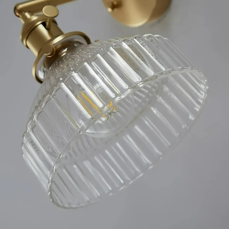 Vintage Wandleuchte aus Glas und Messing für Schlafzimmer