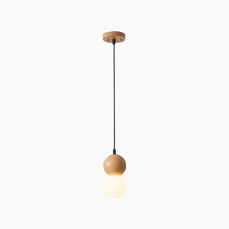 Pendant Light Mini Globe Ball Gourd, Wood & Glass