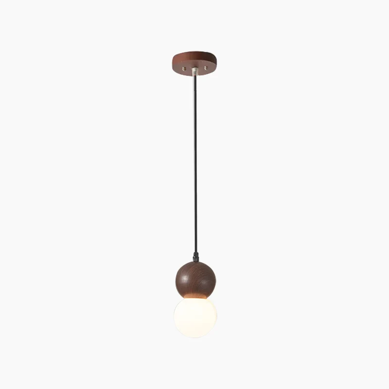 Pendant Light Mini Globe Ball Gourd, Wood & Glass