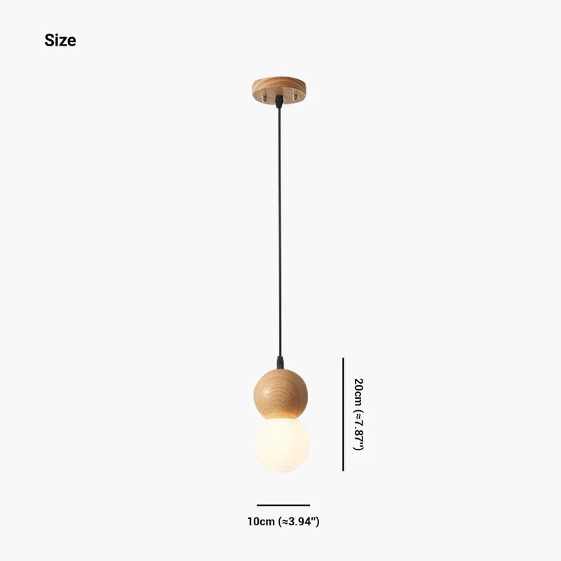 Pendant Light Mini Globe Ball Gourd, Wood & Glass