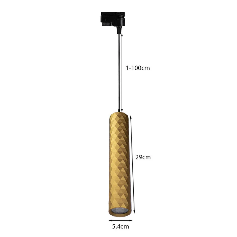 1-phasige längliche Hängelampe 29cm | Diamantstruktur | Gold | GU10-Fassung