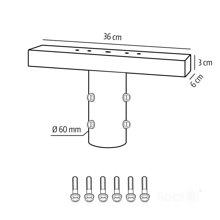 T-Stück für Lichtmast 60mm | Schwarz | Geeignet für Baulampen/Kameras