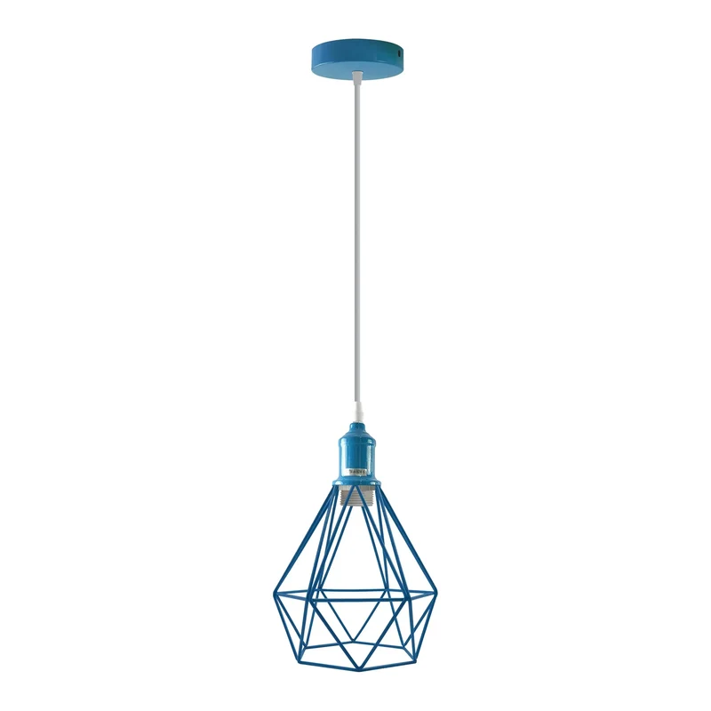 E27 Industrial Vintage Decken Hänge Blau Pendelleuchte Käfig~3534