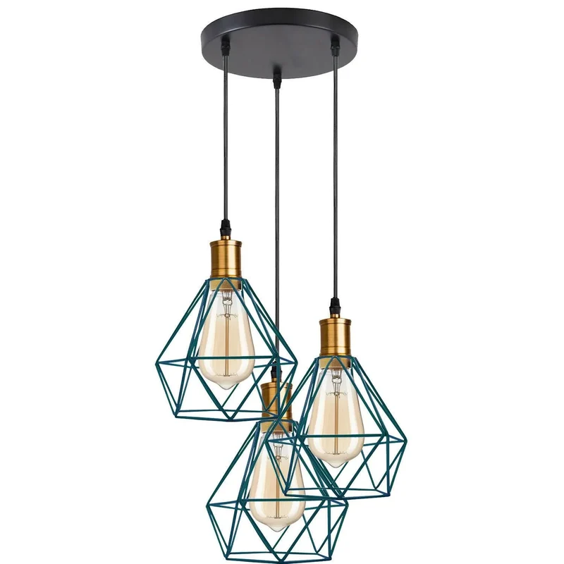 Industriell 3-flammige Cluster Pendelleuchte mit Verstellbarem Kabel~3533