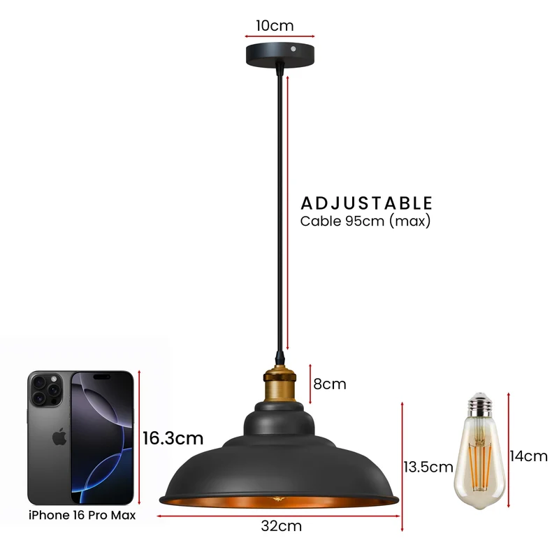 3 lichtern industrielle schwarz mit goldenem Pendelleuchte | Billardtisch Lampe ~3532