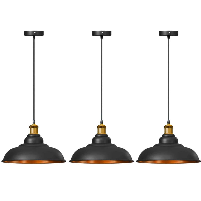 3 lichtern industrielle schwarz mit goldenem Pendelleuchte | Billardtisch Lampe ~3532