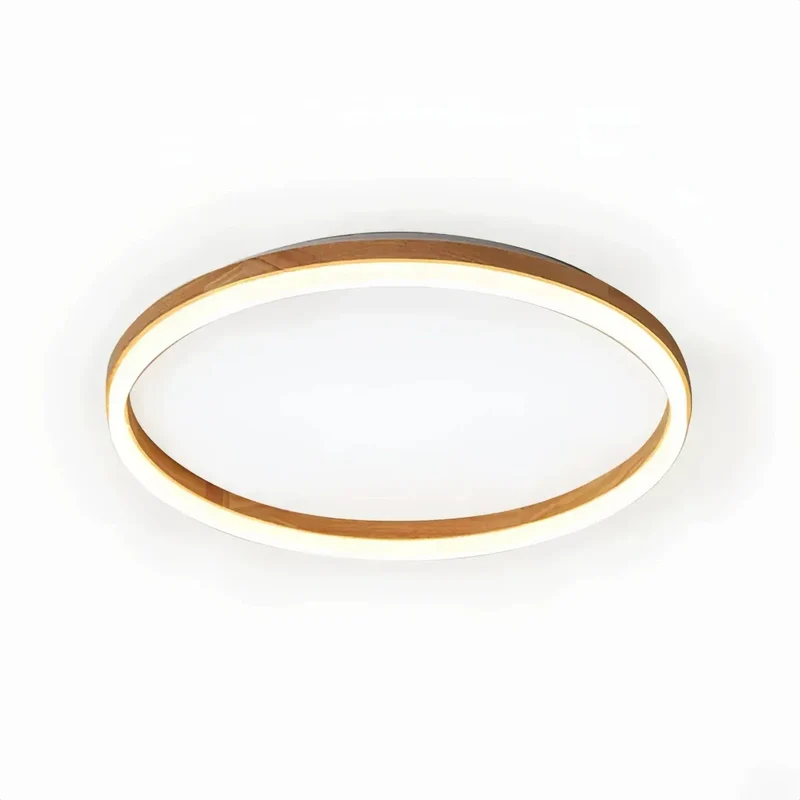 Flache Ring-Deckenleuchte aus Holz für Schlafzimmer