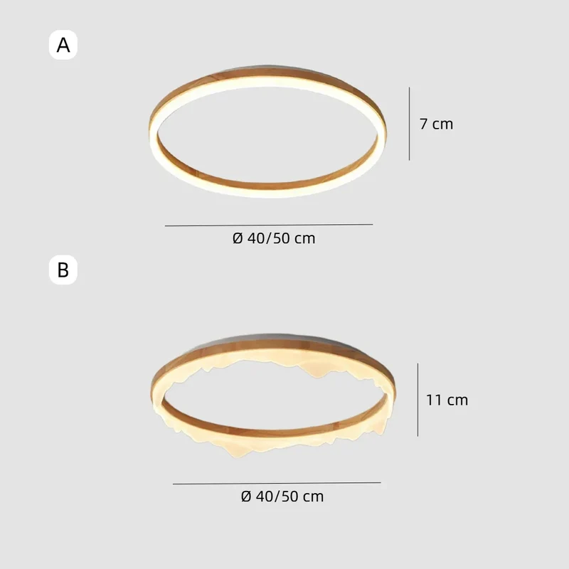 Flache Ring-Deckenleuchte aus Holz für Schlafzimmer