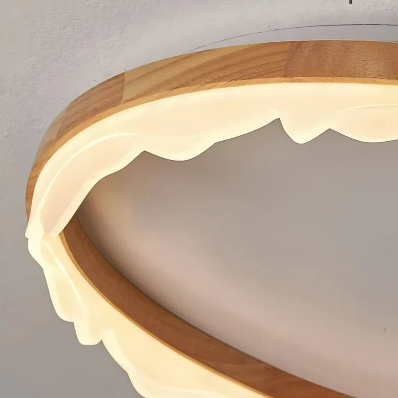 Flache Ring-Deckenleuchte aus Holz für Schlafzimmer