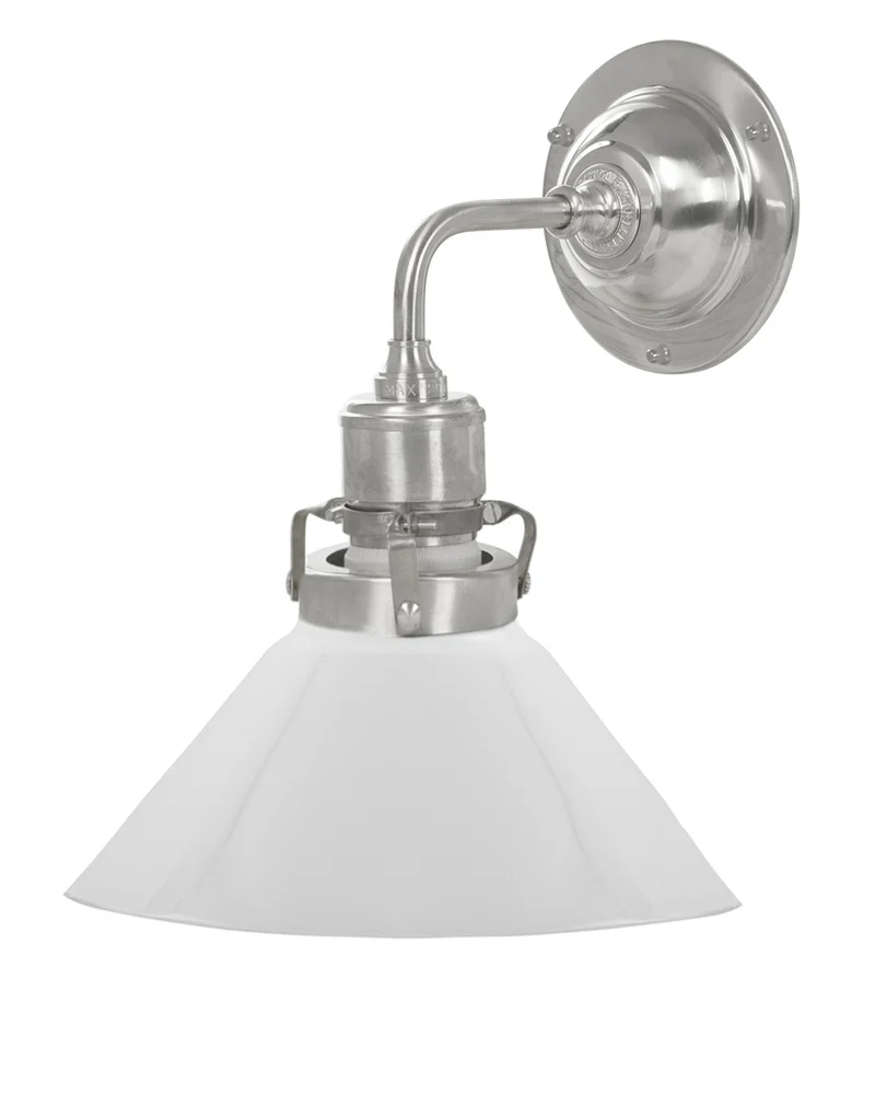 Vägglampa - Lillienstedt nickel, liten vit skomakarskärm