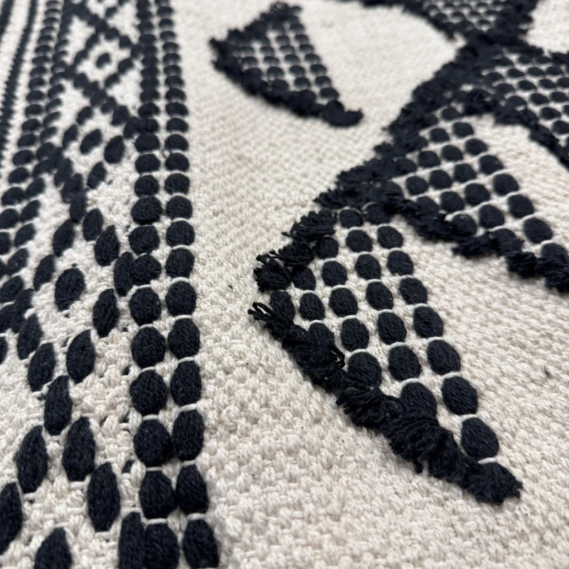 KidsDepot Läufer Boho Ethno Geometrisch Schwarz Weiß 70x140
