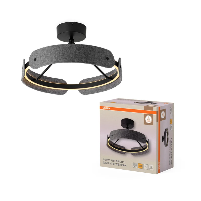 OSRAM DECOR Curve Felt Deckenleuchte 33W 830 Dunkelgrau
