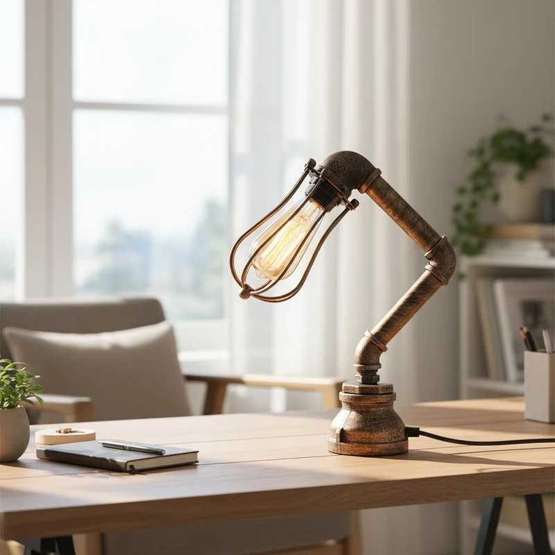 Steampunk-Industrie-Tischlampe mit E27-Fassung ~3507