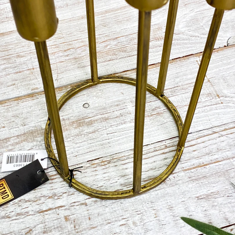 PTMD Kerzenhalter Baddu 6-armig Messing Gold Metall Modern Kerzenständer